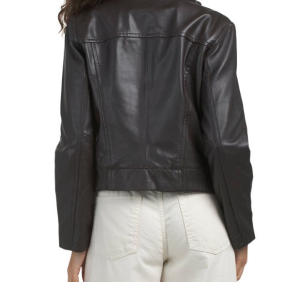 (nwt) Cole Haan Lambskin Leather Bomber Jacket - Picture 2 of 7